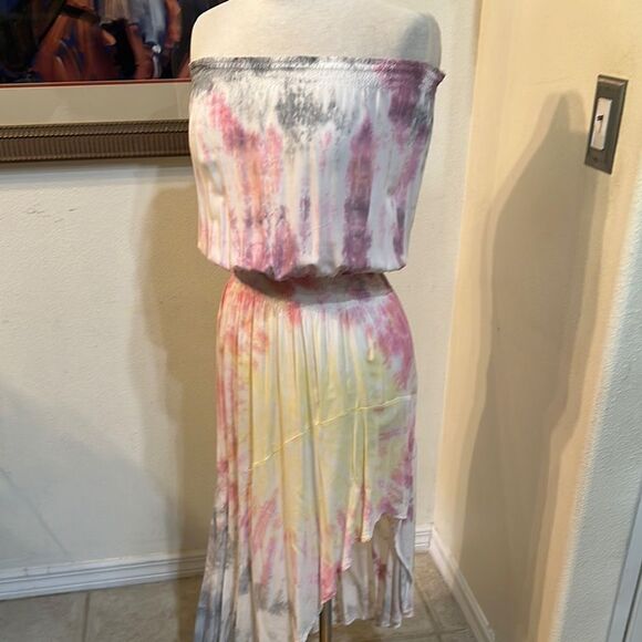 STORIA Cotton Off-Shoulder Tie-Dye Dress Size Small - Picture 3 of 12
